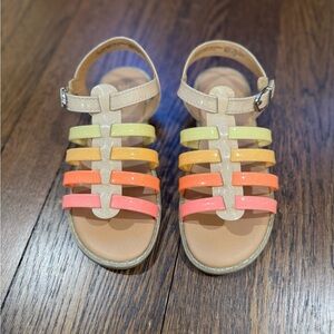 Cat & Jack Girls Glitter T-Strap Sandals in Yellow, Orange, Coral